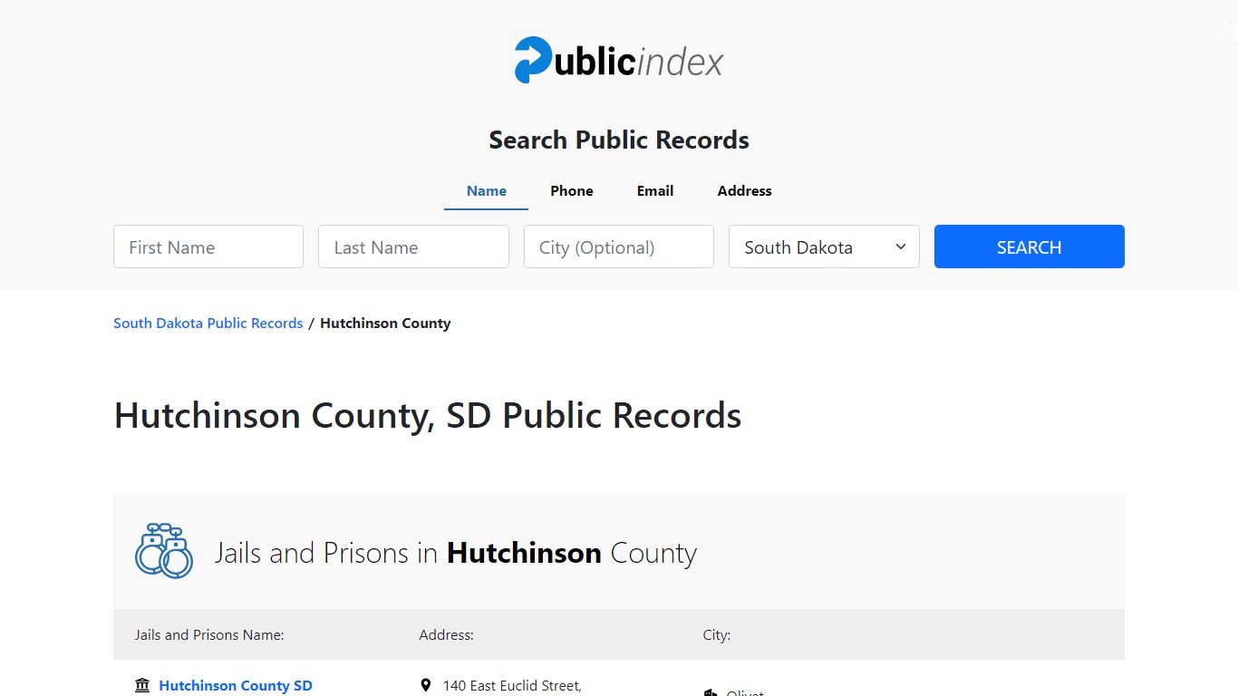 Hutchinson County, SD Public Court, Arrest and Inmate Records ...