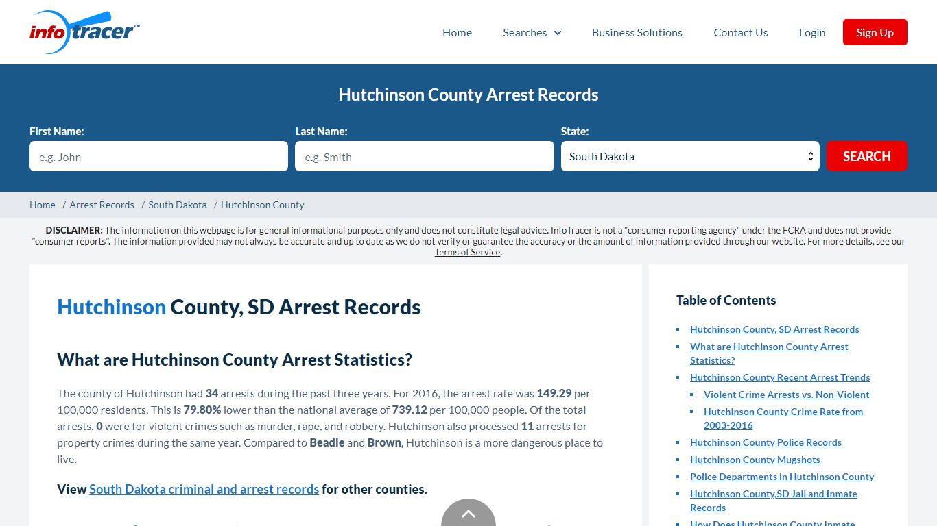 Hutchinson County, SD Arrests, Mugshots & Jail Records - InfoTracer