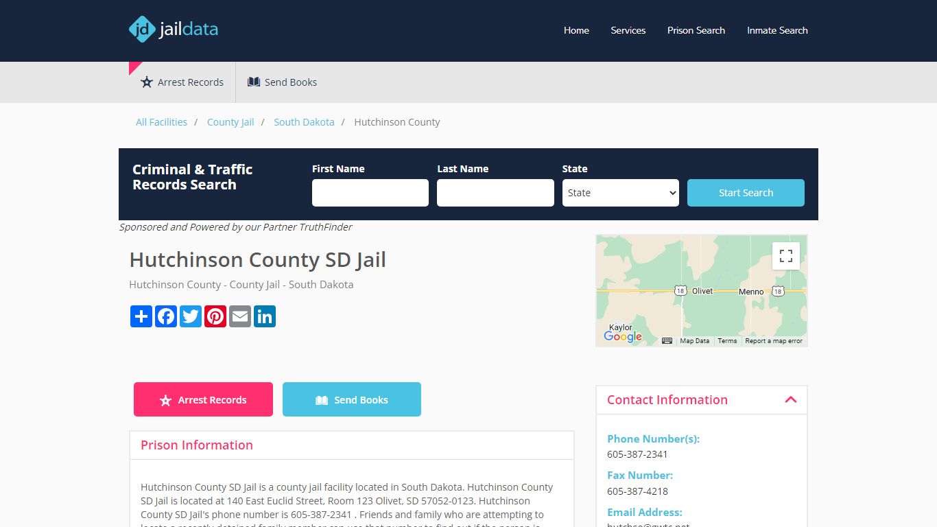 Hutchinson County SD Jail Inmate Search and Prisoner Info - Euclid ...